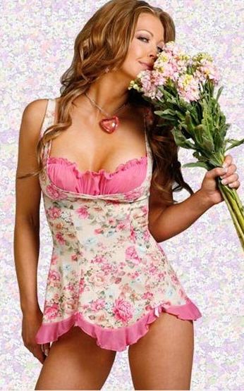 Pink and White Flowery Pattern Babydoll